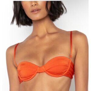 Sommer Swim Rylee Wired Coral Orange Balconette Bikini Top Size XSmall